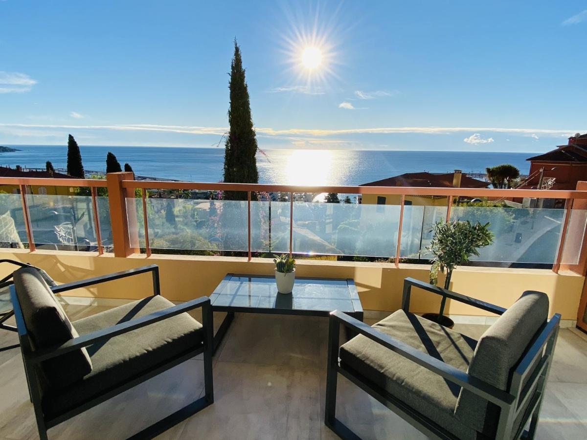 Le Vigia-Vue Mer-Terrasse-Climatisation-Parking Menton Eksteriør billede