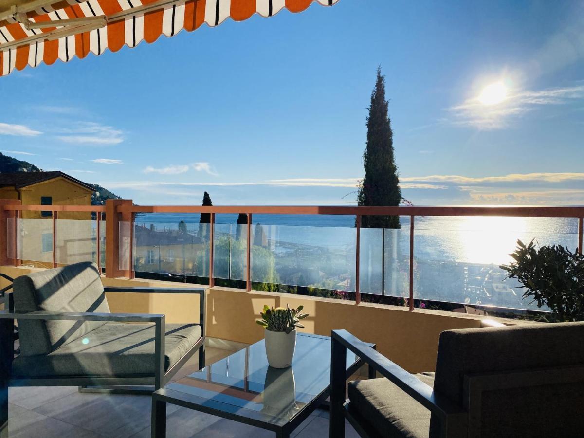 Le Vigia-Vue Mer-Terrasse-Climatisation-Parking Menton Eksteriør billede